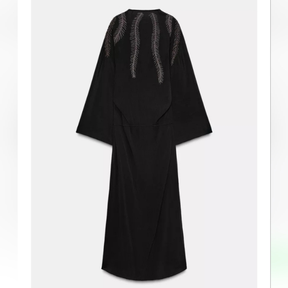 Zara Zw Collection Elegant Embroidered Beading Long Wrap Dress - Picture 3 of 13